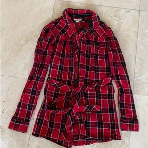 Esprit Red Flannel Button Down Dress